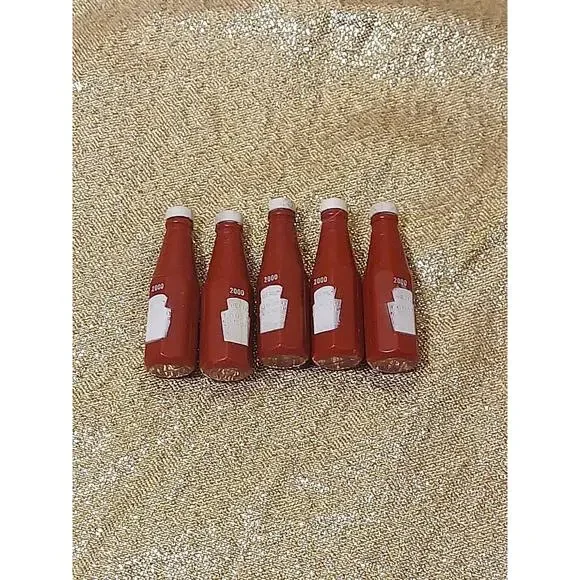 5 Vintage 2000 Heinz Ketchup Advertising Bottle Brooch Pin Red Safety Pin READ - Picture 1 of 8